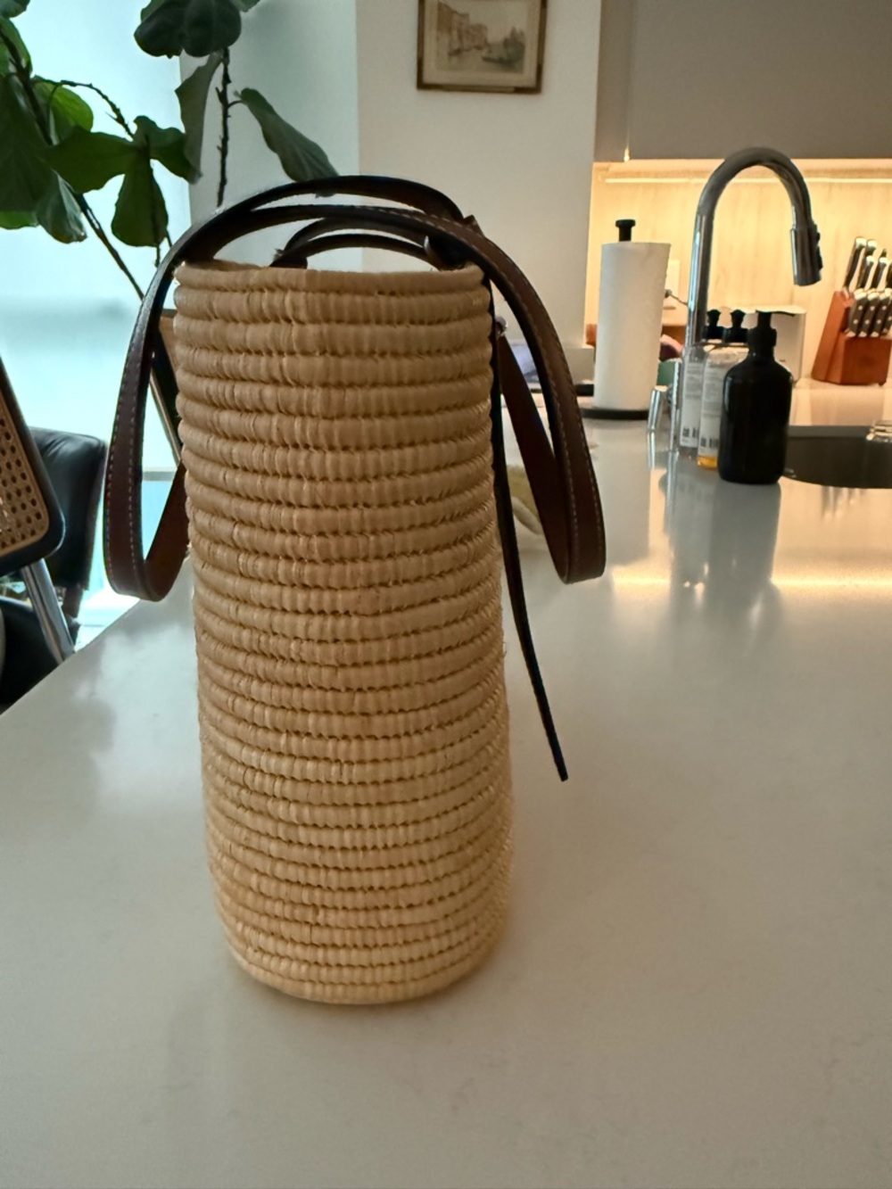 Loewe Natural Straw Tote with Brown Leather Trim - Picture 7 of 14